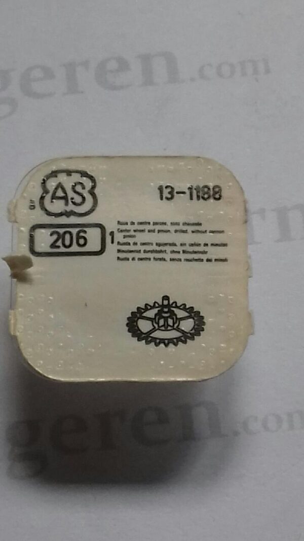 AS Cal. 1187 - 206. Center wheel and pinion drilled without cannon pinion. NOS.