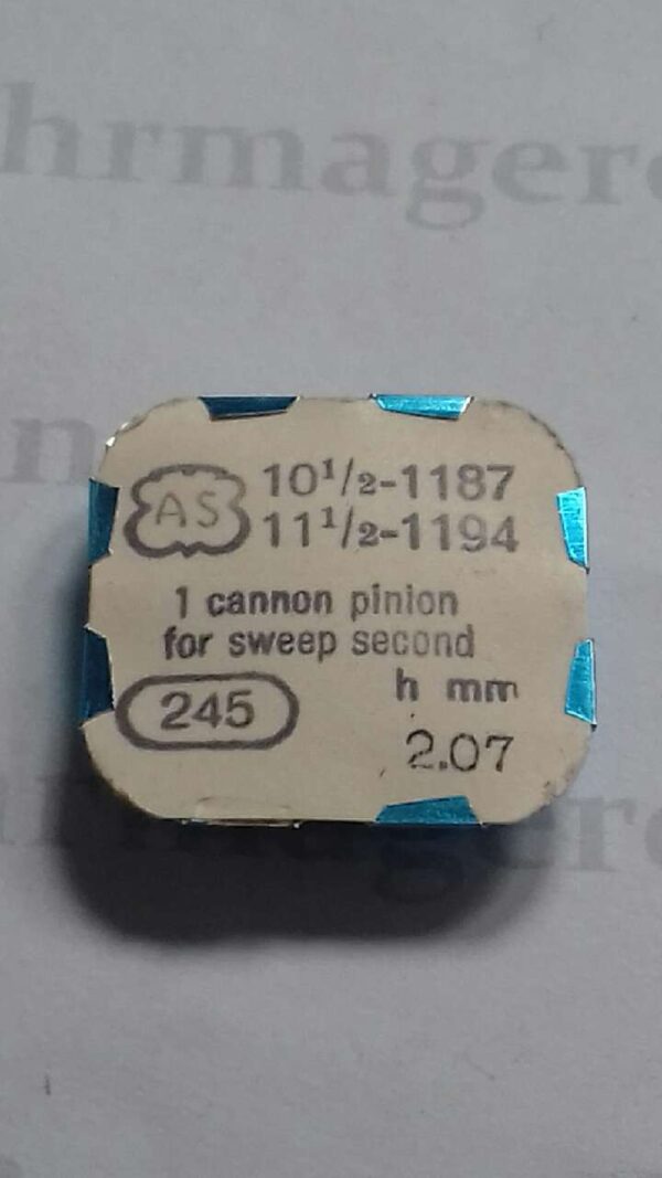 AS Cal. 1187 - 245. Cannon pinion for sweep second. NOS.