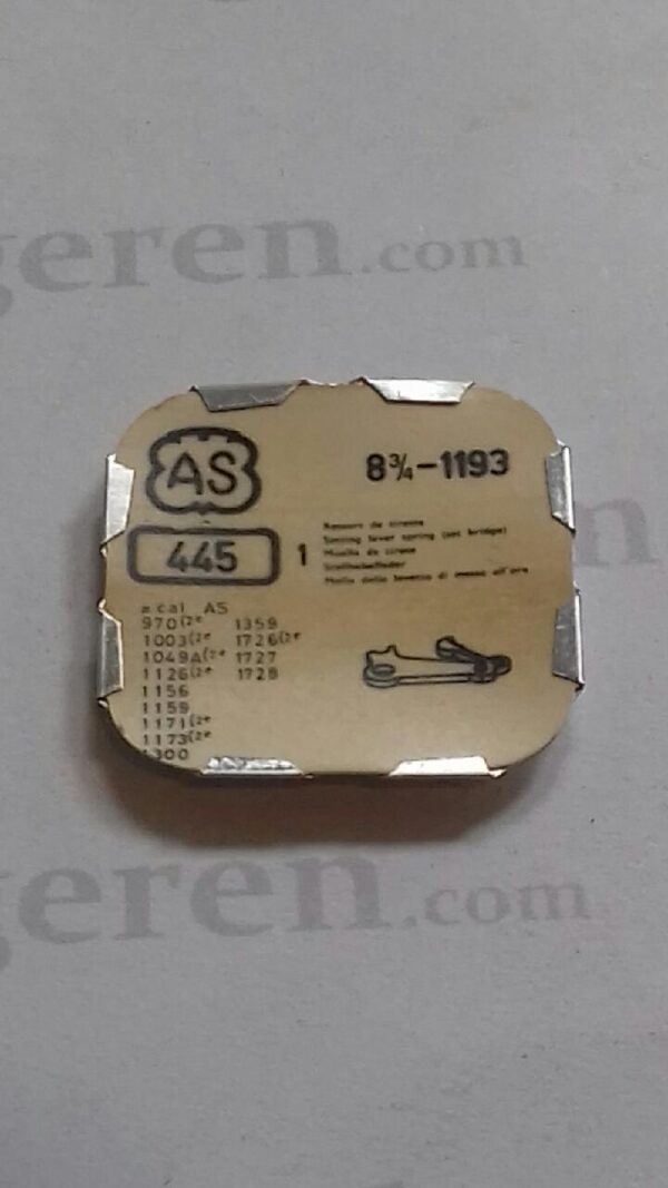 AS Cal. 1193 - 445. Setting lever spring. NOS.