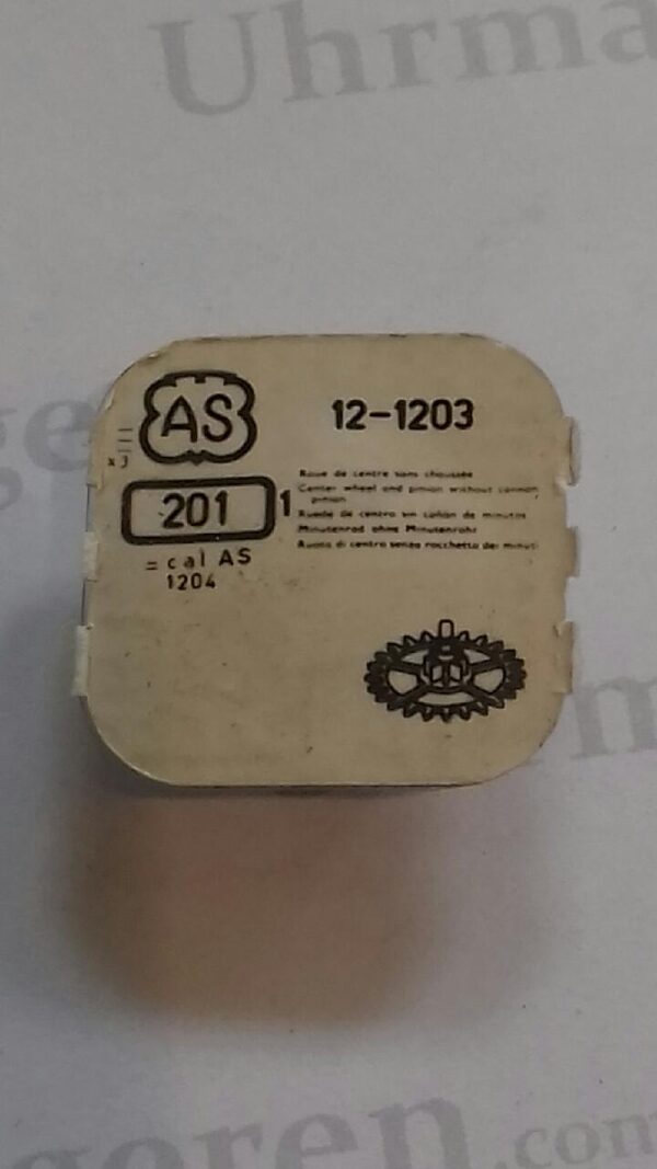 AS Cal. 1203 - 201.Center wheel and pinion without cannon pinion. NOS.