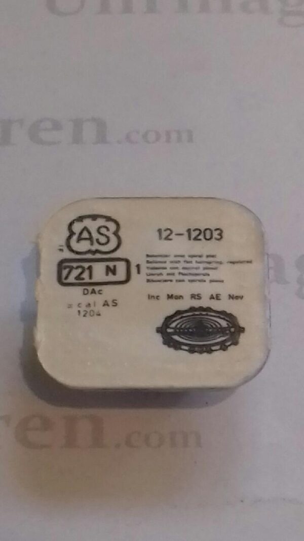 AS Cal. 1203 - 721. Balance with flat hairspring regulated. NOS.