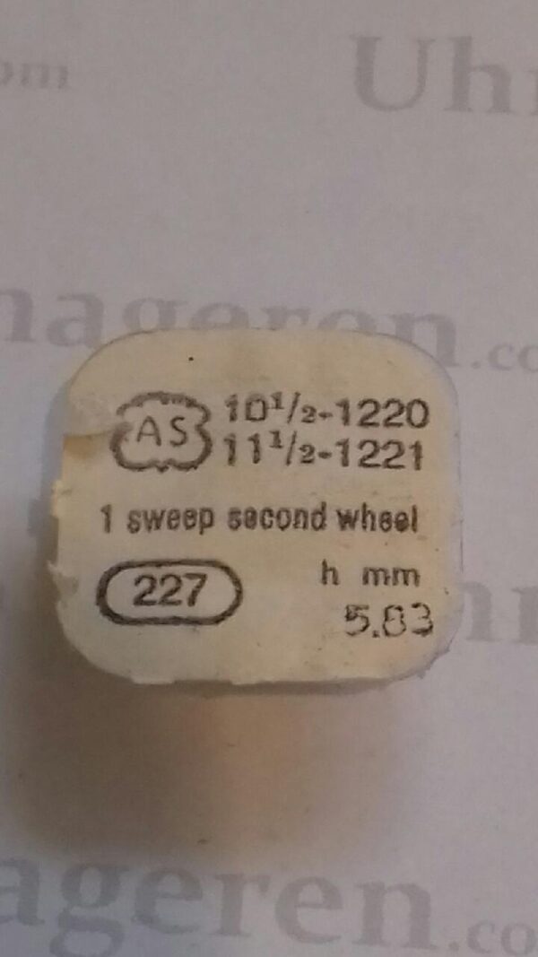 AS Cal. 1220 - 227. Sweep second wheel 5.83mm. NOS.