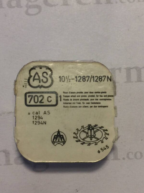 AS Cal. 1287 - 702. Escape wheel and pinion, pivoted for two end-pieces. NOS.