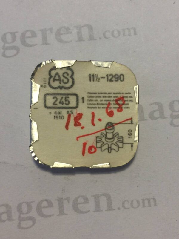 AS Cal. 1290 - 245. Cannon pinion with clam notch for sweep sec. NOS.