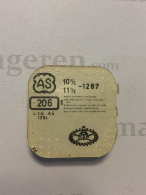 AS Cal. 1287 - 206. Center wheel and pinion drilled without cannon pinion. NOS.