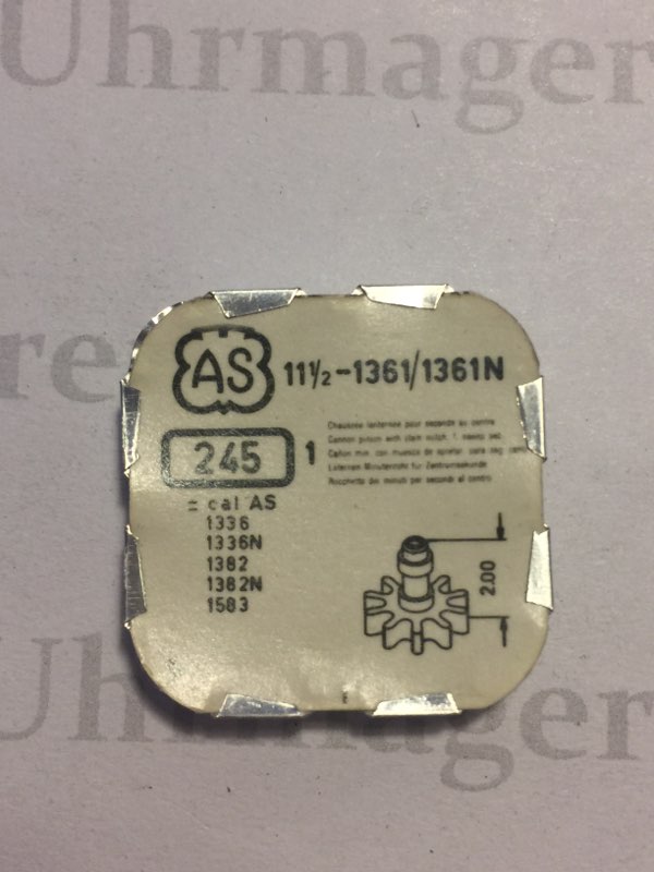 AS Cal. 1361 - 245. Cannon pinion with clam notch. NOS.