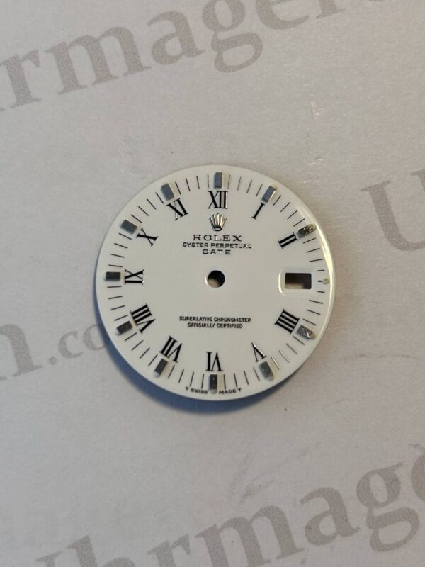 Rolex Oyster Perpetual Date dial, white, roman numerals, For ref 15000. (K1-R3-3)