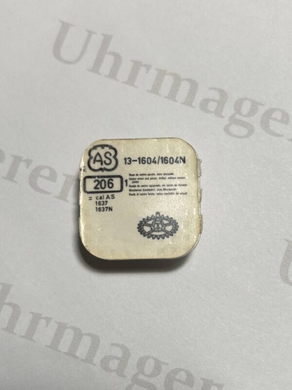 AS Cal 1604/1604n-206. Center wheel and pinion, Drilled, Without cannon pinion. NOS