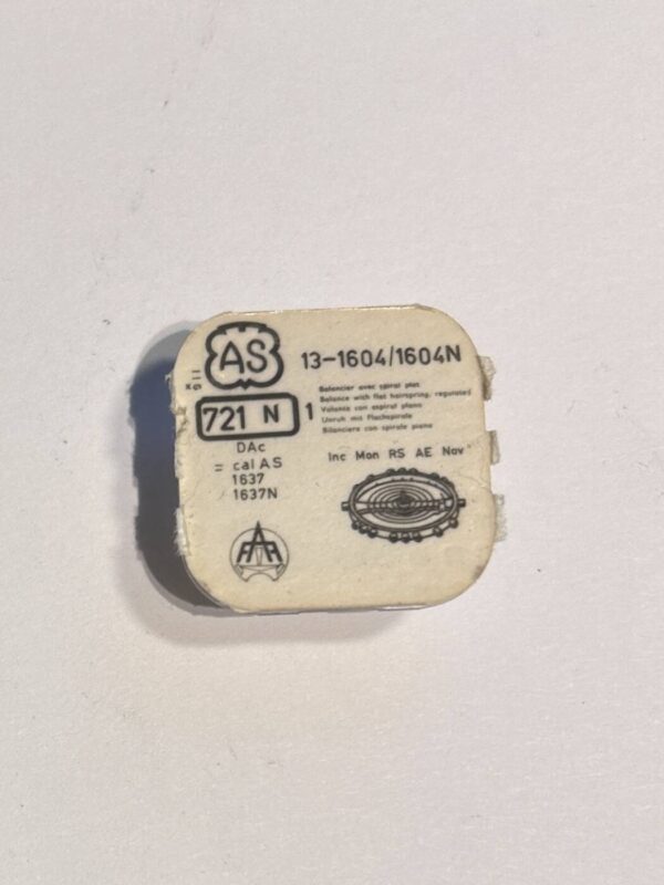 AS Cal 1604-721, Balance with flat hairspring. NOS